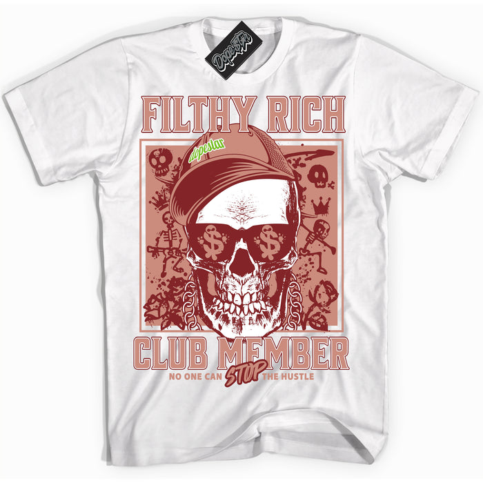 Cool White Shirt with “Filthy Rich” design that perfectly matches the Dune Red 13s Jordans.