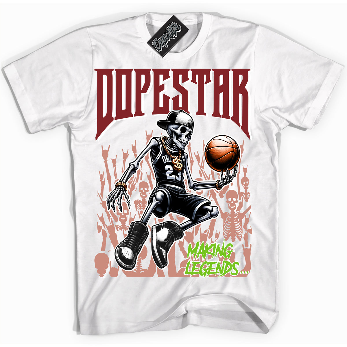 Cool White Shirt with “Making Legends” design that perfectly matches the Dune Red 13s Jordans.