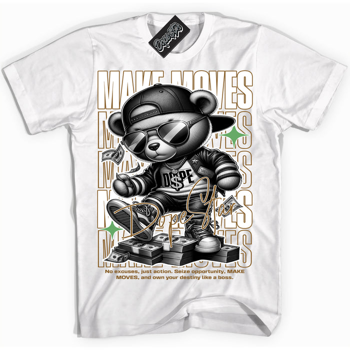 Cool White Shirt with “ Makin Moves” design that perfectly matches Wheat 13s Sneakers.