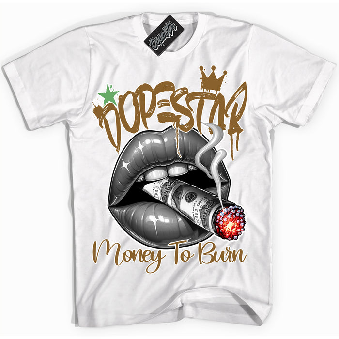 Cool White Shirt with “ Money To Burn” design that perfectly matches Wheat 13s Sneakers.