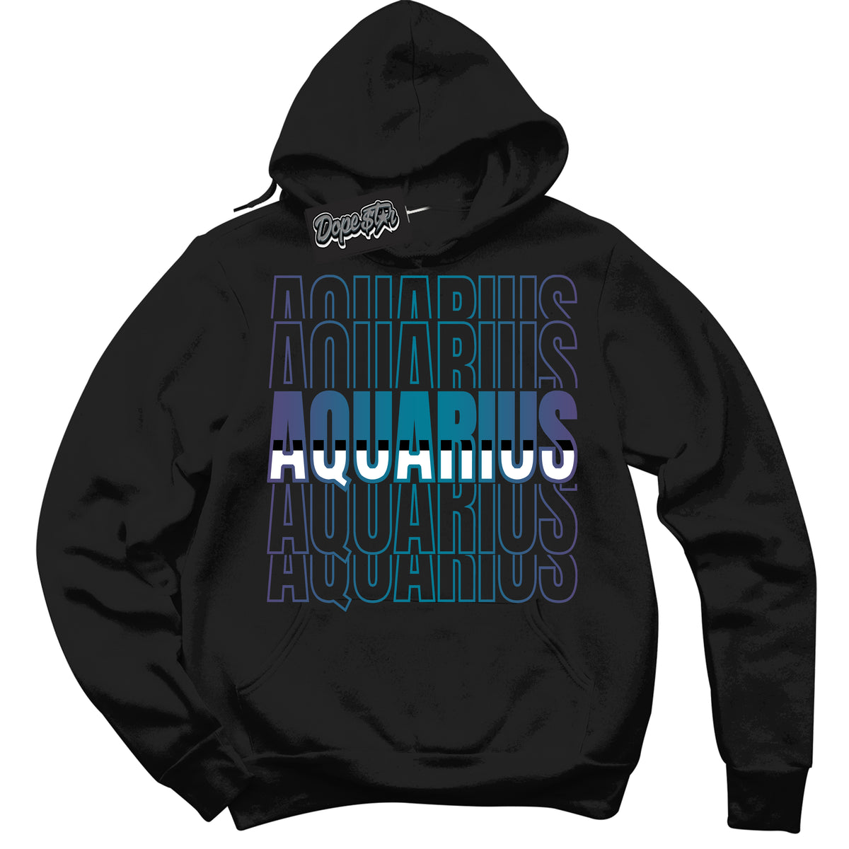 Cool Black Hoodie with “ Aquarius ”  design that Perfectly Matches Love Letter 14s Sneakers.