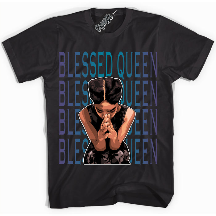 Cool Black Shirt with “ Blessed Queen” design that perfectly matches Love Letter 14s Sneakers.