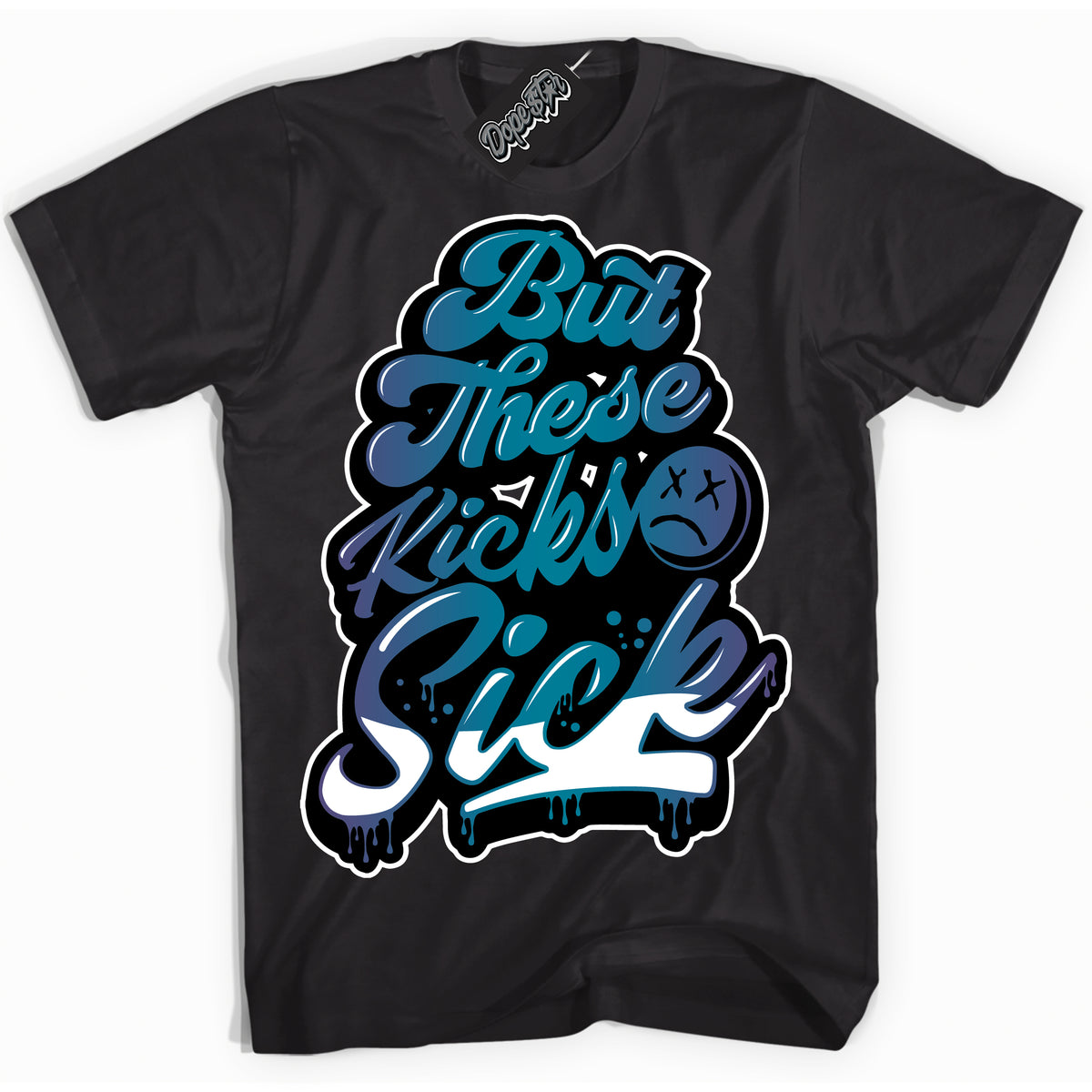 Cool Black Shirt with “ Kick Sick” design that perfectly matches Love Letter 14s Sneakers.