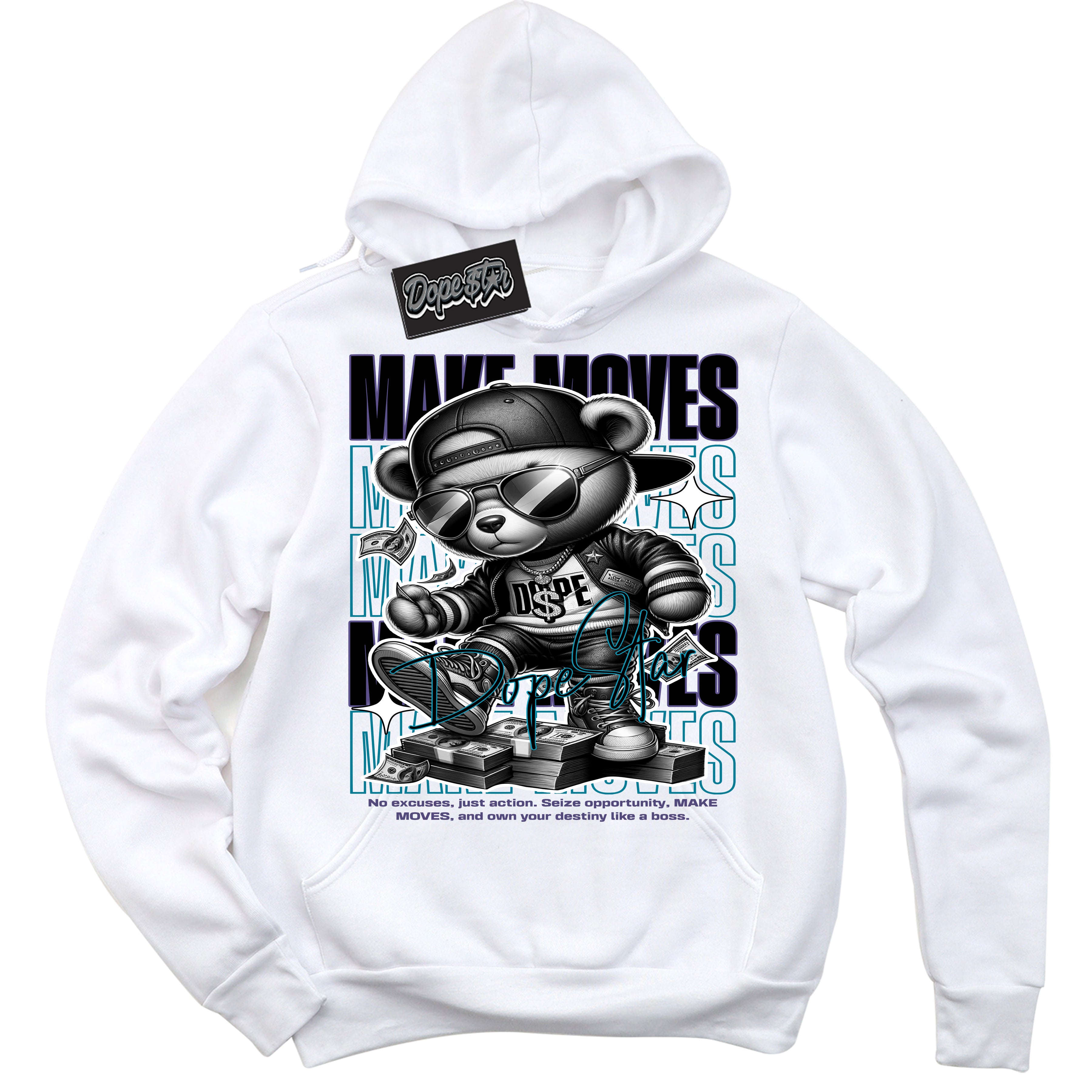 Cool White Hoodie with “ Makin Moves ”  design that Perfectly Matches Love Letter 14s Sneakers.