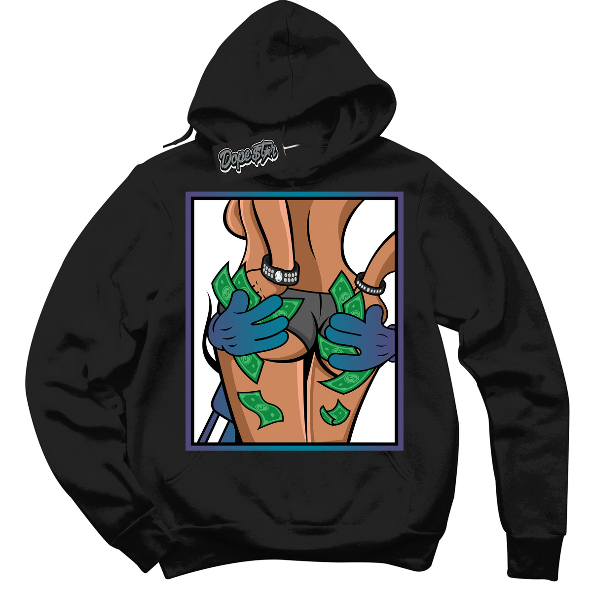 Cool Black Hoodie with “ Money Hands ”  design that Perfectly Matches Love Letter 14s Sneakers.