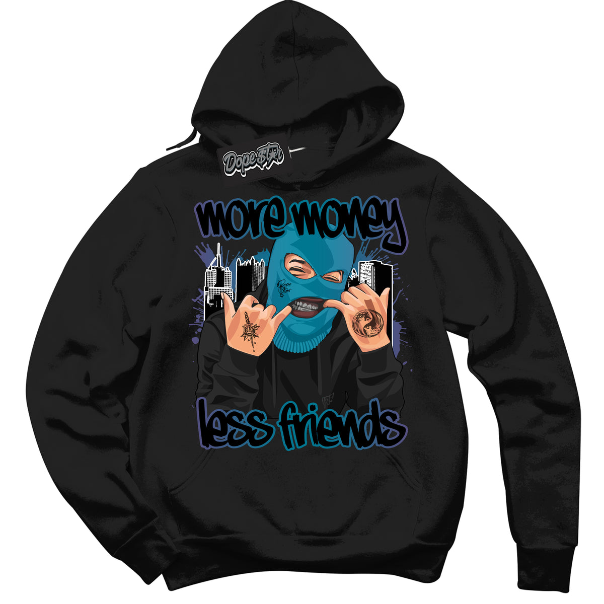 Cool Black Hoodie with “ More Money Less Friends ”  design that Perfectly Matches Love Letter 14s Sneakers.