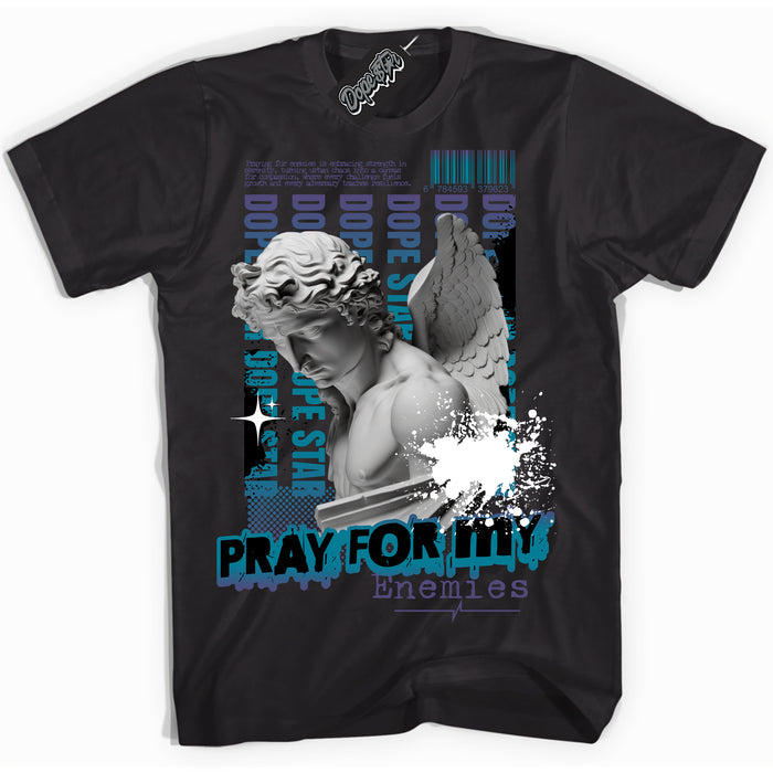 Cool Black Shirt with “ Pray Enemies” design that perfectly matches Love Letter 14s Sneakers.