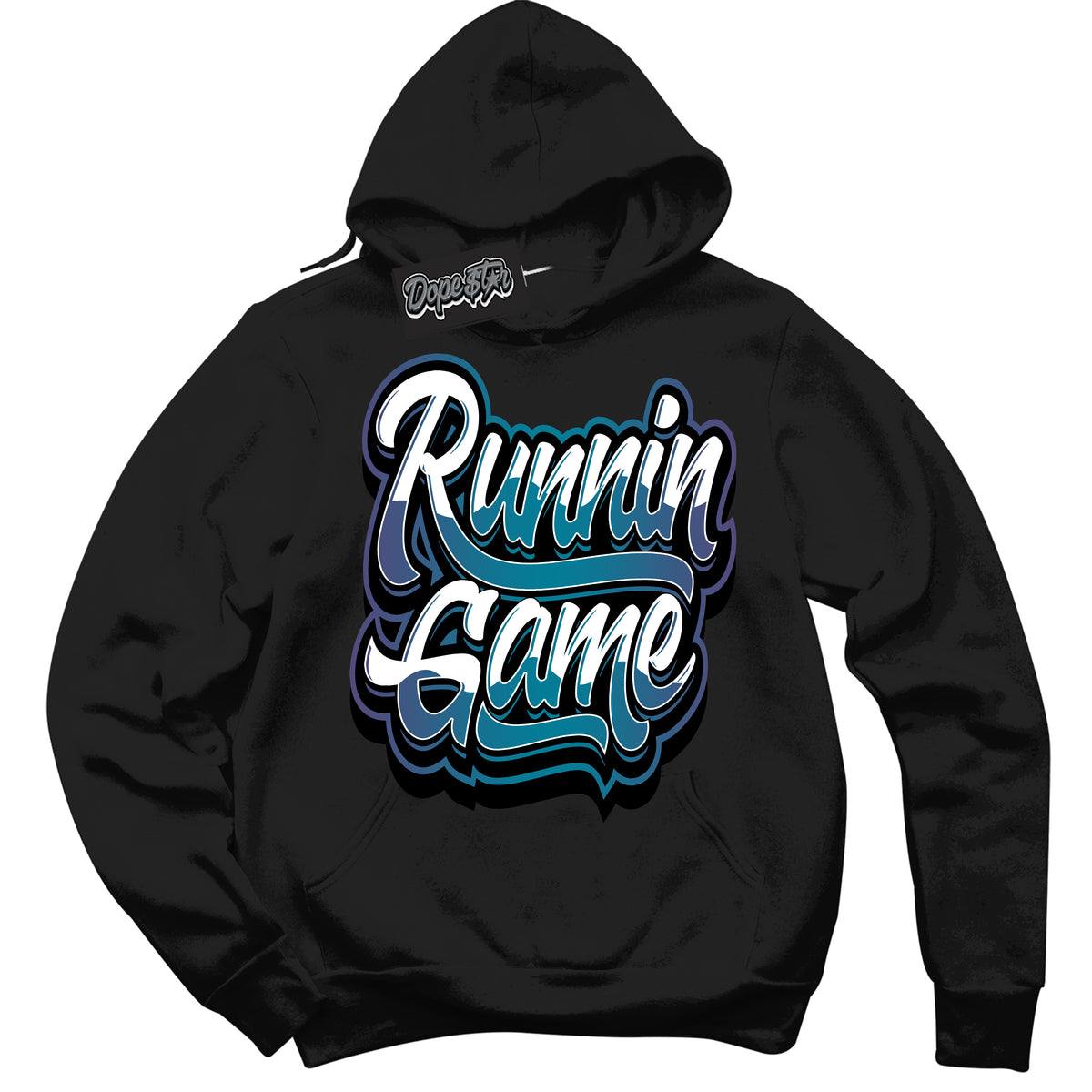 Cool Black Hoodie with “ Running Game ”  design that Perfectly Matches Love Letter 14s Sneakers.