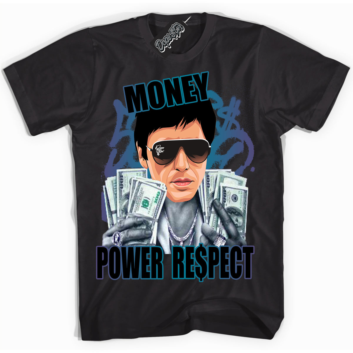 Cool Black Shirt with “ Tony Montana” design that perfectly matches Love Letter 14s Sneakers.