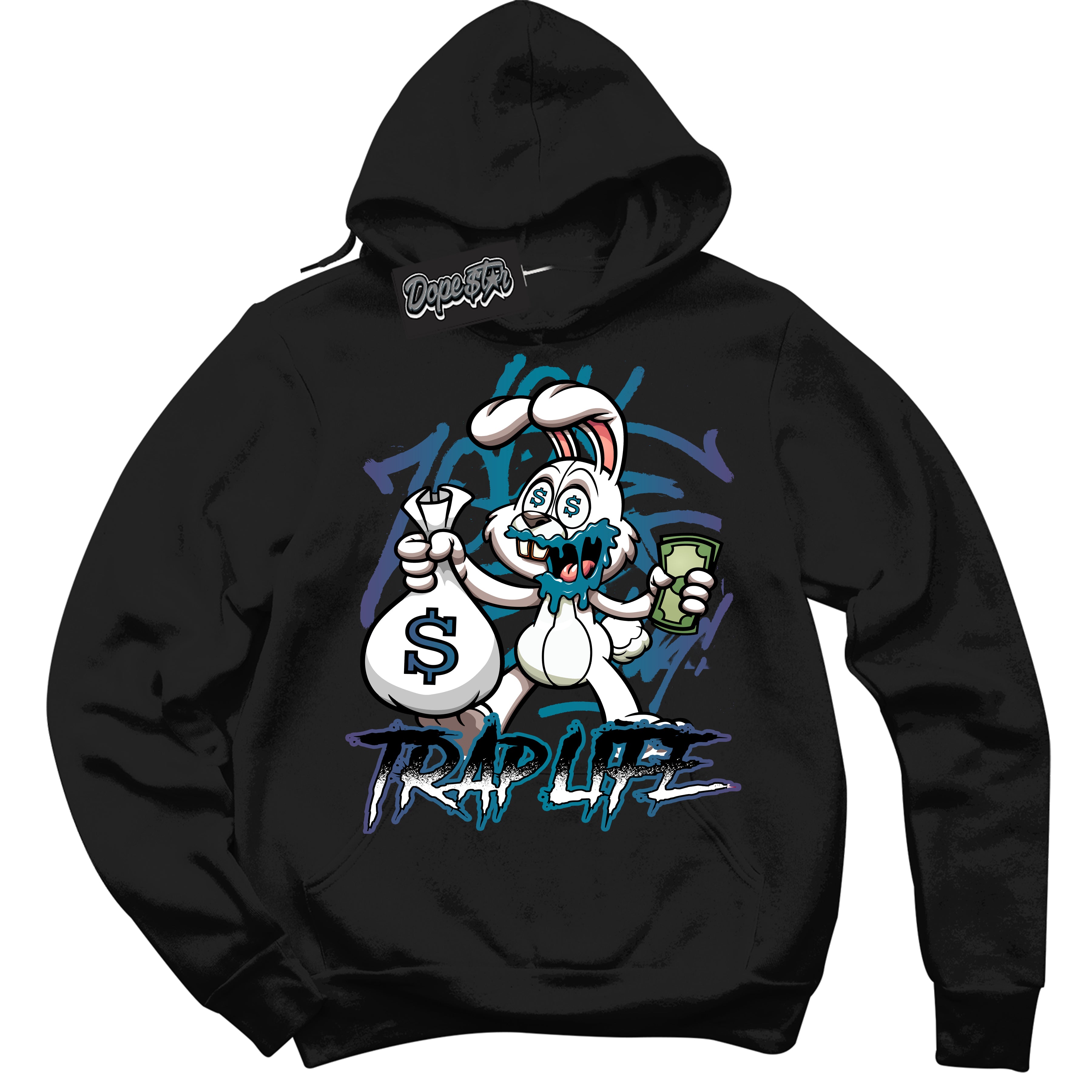 Cool Black Hoodie with “ Trap Rabbit ”  design that Perfectly Matches Love Letter 14s Sneakers.