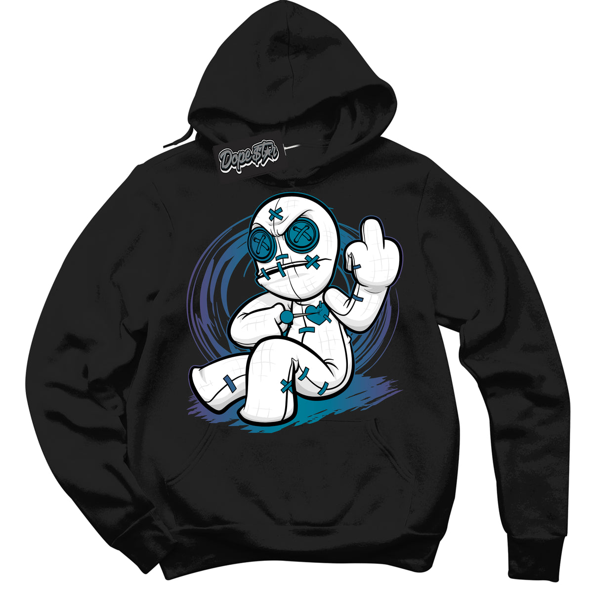 Cool Black Hoodie with “ VooDoo Doll ”  design that Perfectly Matches Love Letter 14s Sneakers.