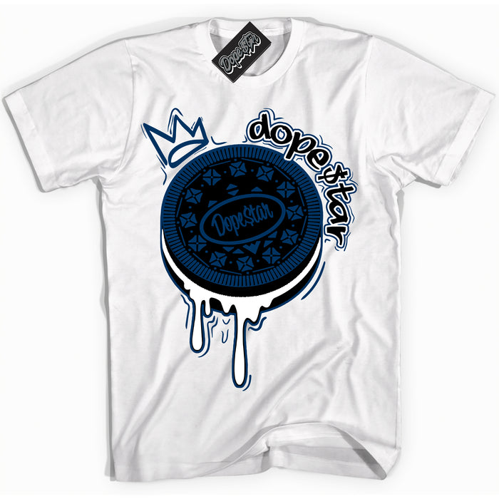 Cool White Shirt with “Oreo DS” design that perfectly matches the Midnight Navy 1s Jordans.