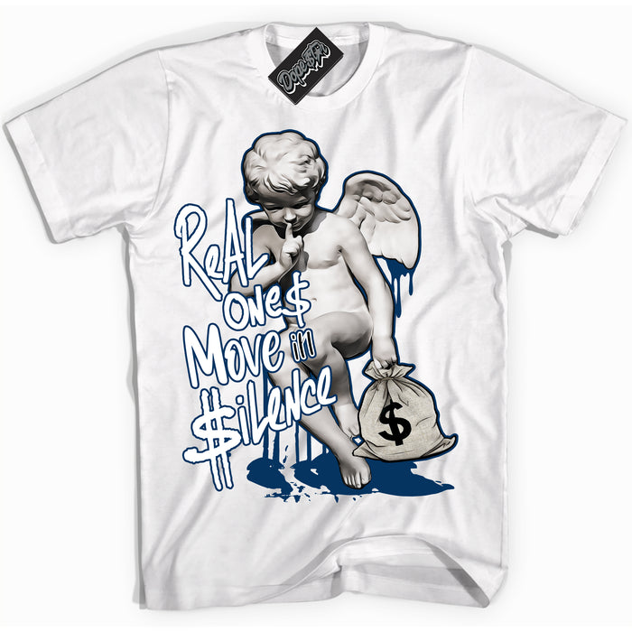 Cool White Shirt with “Real Ones Cherub” design that perfectly matches the Midnight Navy 1s Jordans.