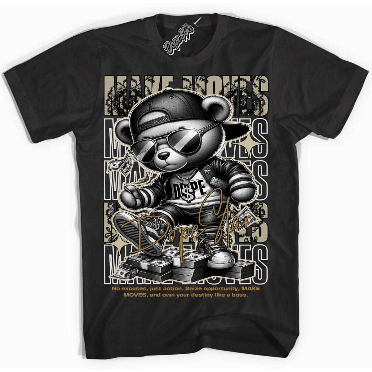 Cool Black Shirt with “ Makin Moves” design that perfectly matches Dia De Muertos 1s Sneakers.