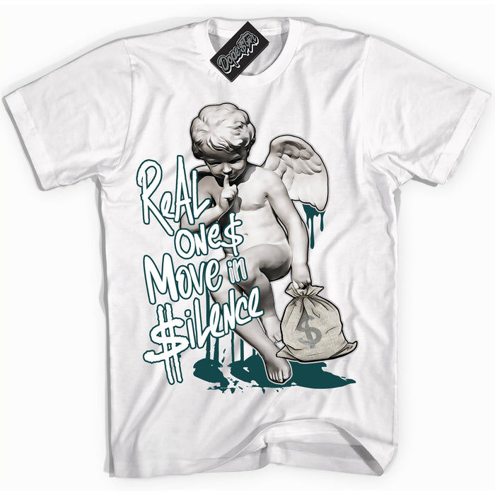 Cool White Shirt with “Real Ones Cherub” design that perfectly matches the Oxidized Green 1s Jordans.