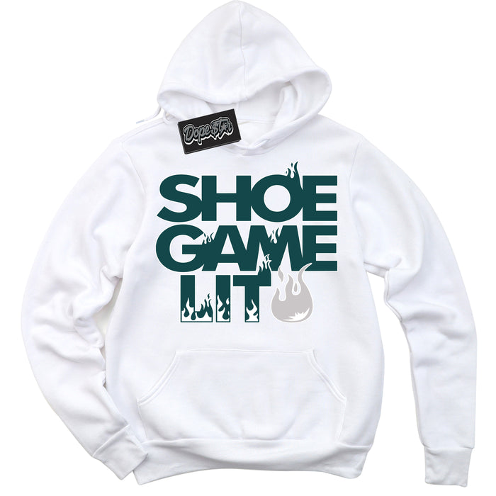 Cool White Hoodie with “Shoe Game Lit” design that Perfectly Matches Oxidized Green 1s Jordans.