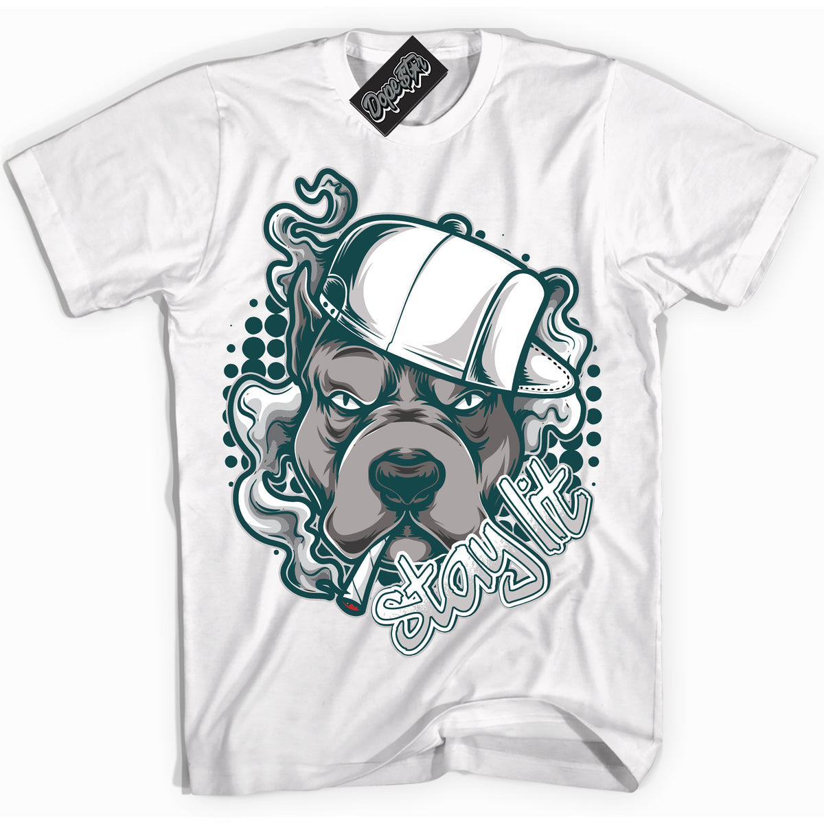 Cool White Shirt with “Stay Lit” design that perfectly matches the Oxidized Green 1s Jordans.