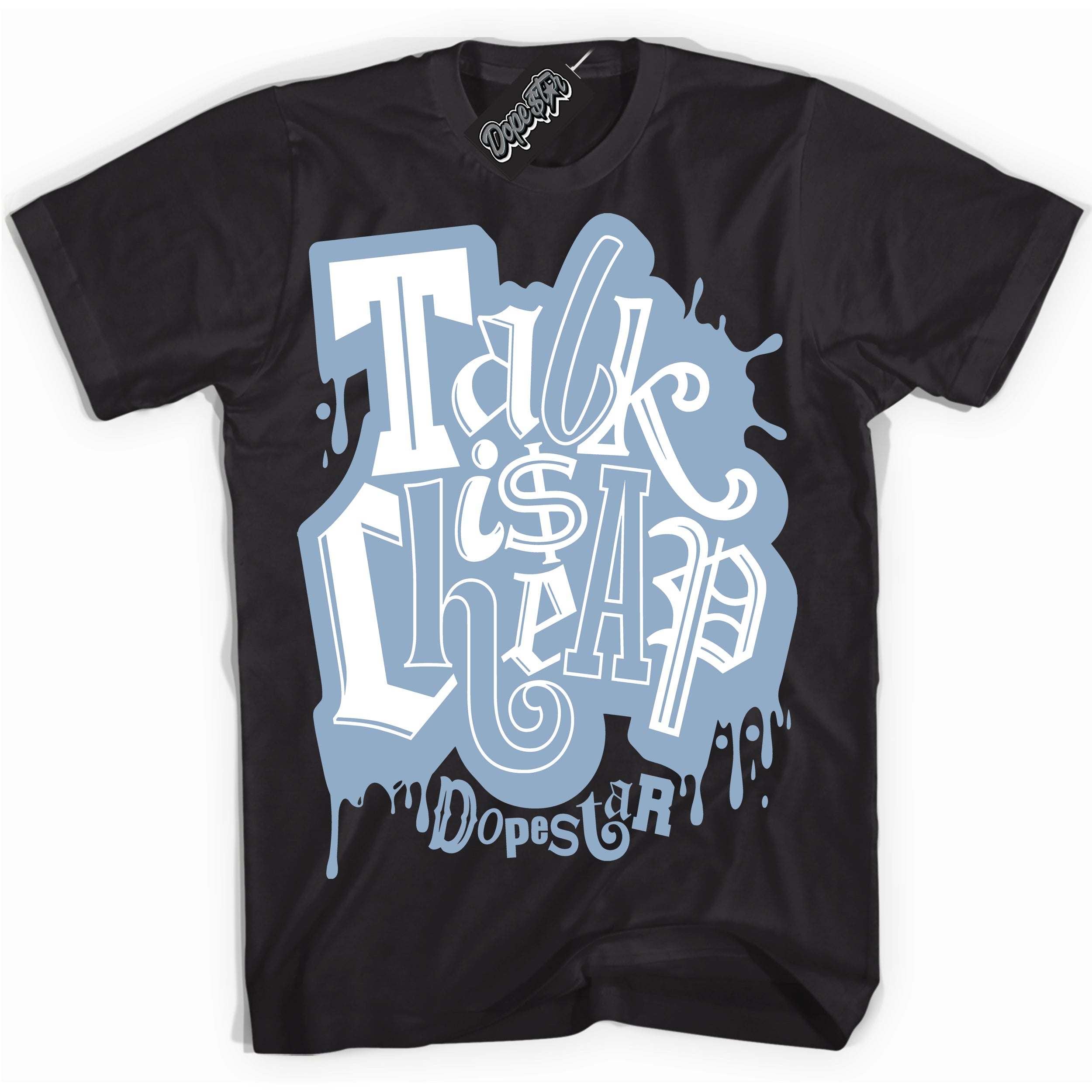 Cool Black Shirt with “ Talk Is Cheap” design that perfectly matches Aluminum 1s Sneakers.