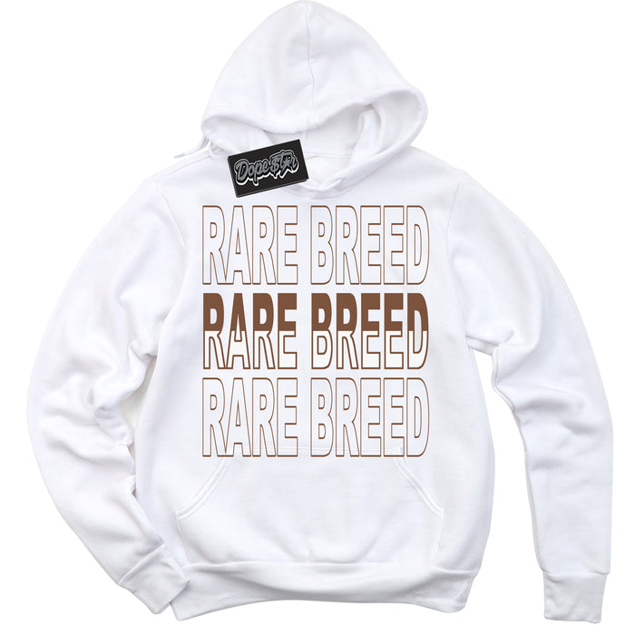 AJ1 Low Archaeo Brown White 'Rare Breed' Hoodie- White Streetwear Mockup | Sneakerhead Hoodie Matching Archaeo Brown White AJ1 Lows | Limited Edition Jordan 1 Low Archaeo Brown White hoodie for Men & Women | Drip with Your Archaeo Brown White 1s Kicks | Sneakerhead Fashion Must-Have.