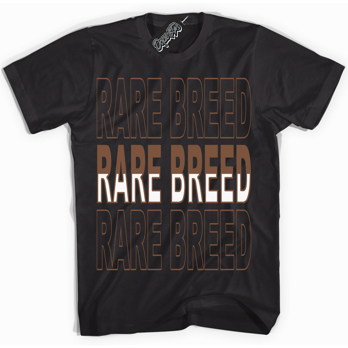AJ1 Low Archaeo Brown White 'Rare Breed' Shirt - Black Streetwear Mockup | Sneakerhead T-shirt Matching Archaeo Brown White AJ1 Lows| Limited Edition Jordan 1 Low Archaeo Brown White Shirt for Men & Women | Drip with Your Archaeo Brown White 1s Kicks | Sneakerhead Fashion Must-Have.