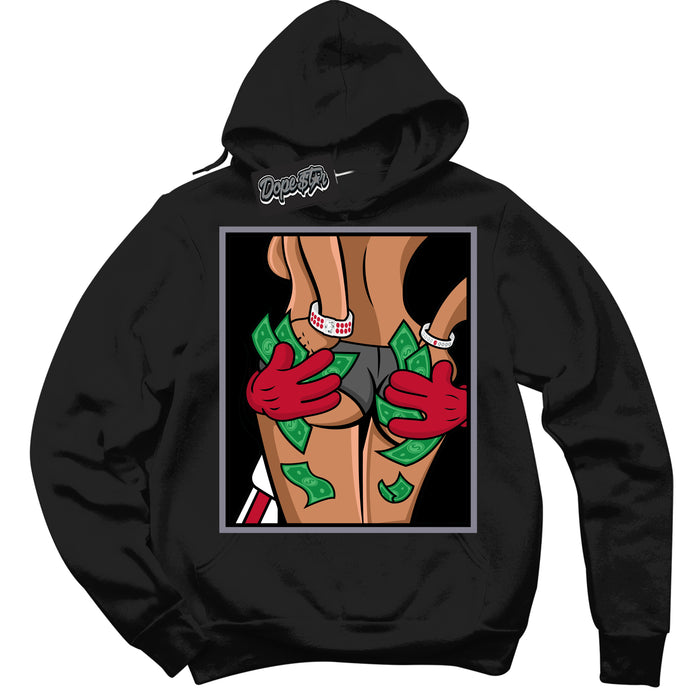 Cool Black Hoodie with “ Money Hands '' design that Perfectly Matches  Cement Grey Fire Red 1s Sneakers.