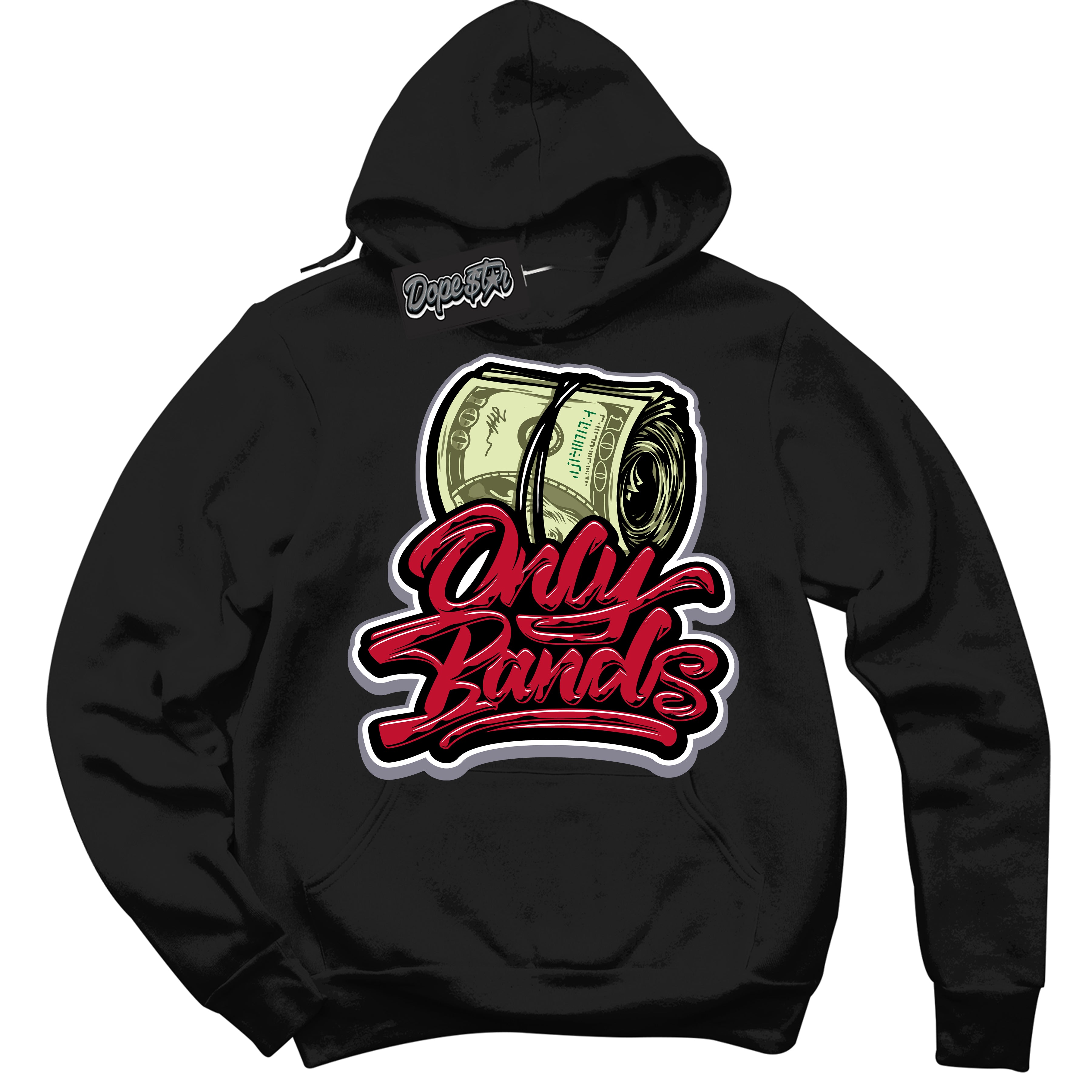 Cool Black Hoodie with “ Only Bands '' design that Perfectly Matches  Cement Grey Fire Red 1s Sneakers.