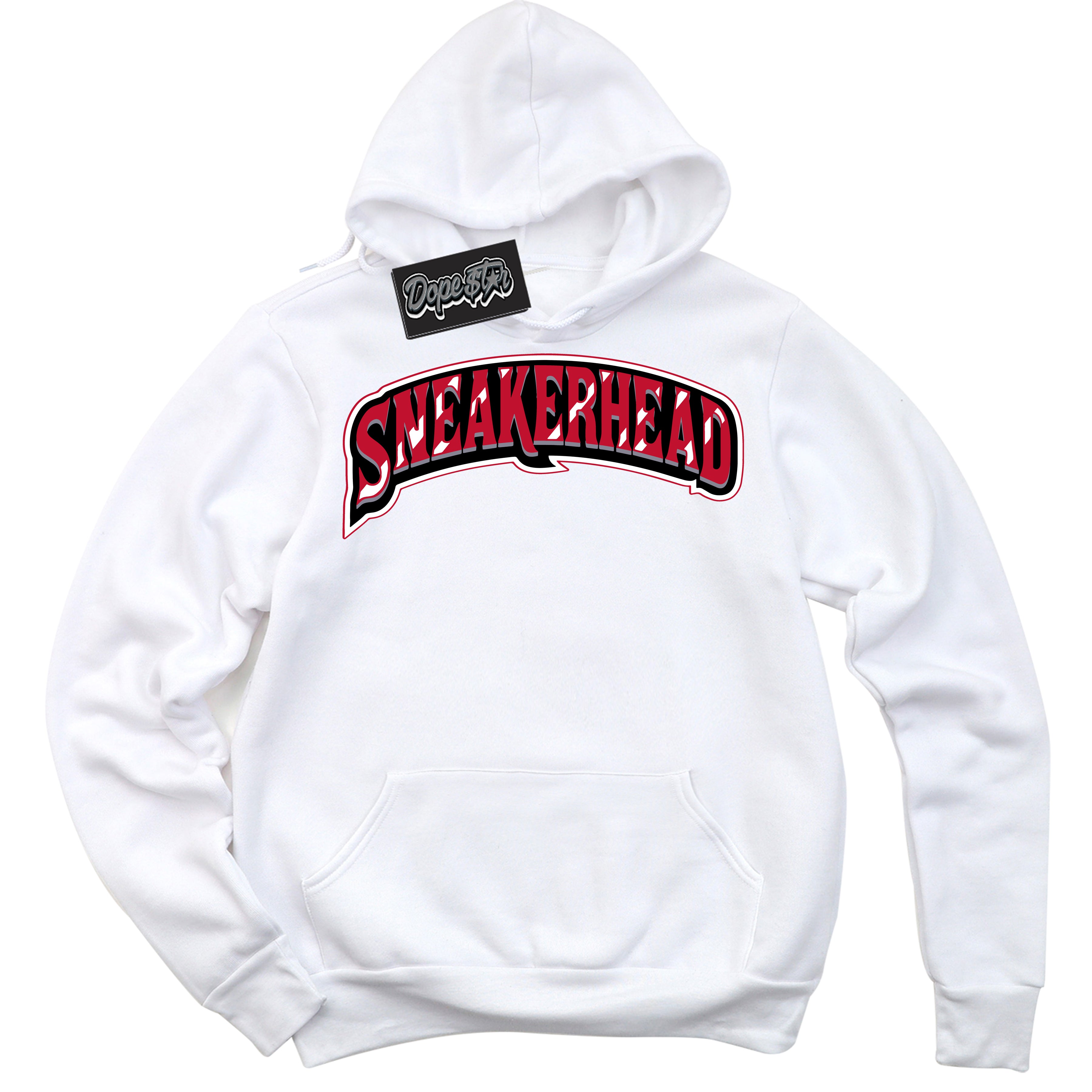 Cool White Hoodie with “ Sneakerhead '' design that Perfectly Matches  Cement Grey Fire Red 1s Sneakers.