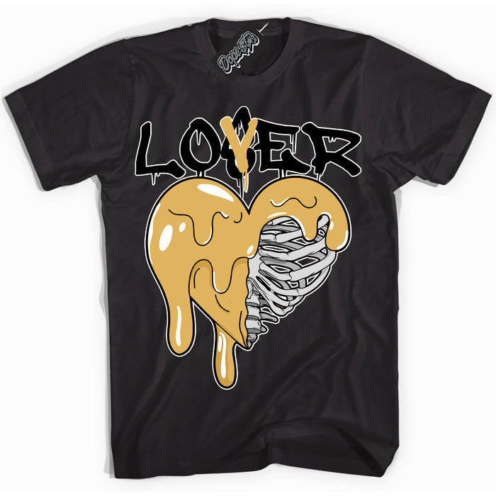 Cool Black Shirt with “ Lover Loser ” design that perfectly matches Gold Swoosh 1s Sneakers.
