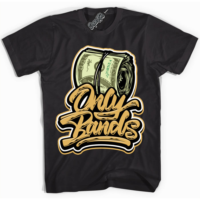 Cool Black Shirt with “ Only Bands ” design that perfectly matches Gold Swoosh 1s Sneakers.
