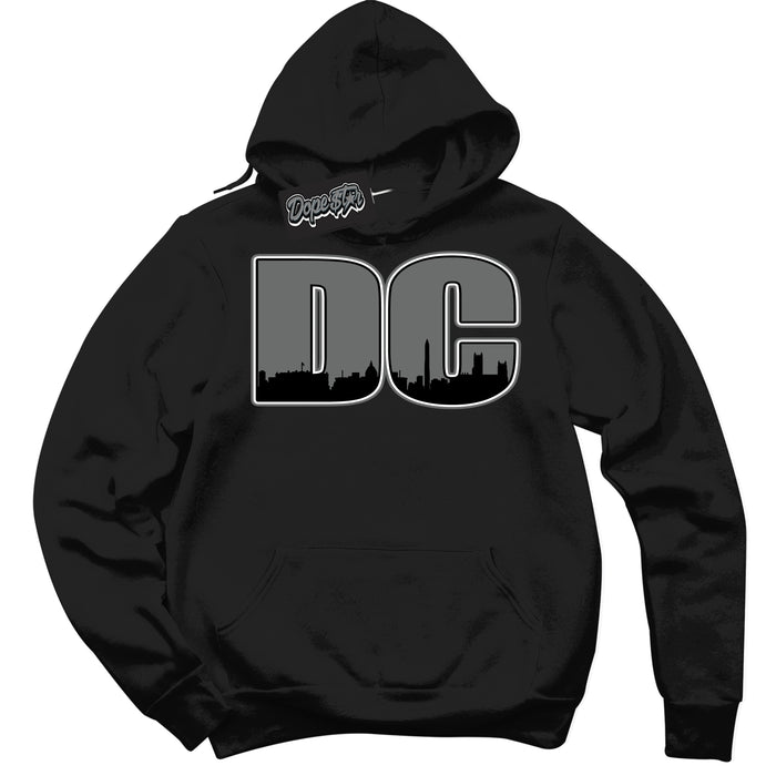 Cool Black Hoodie with “DC” design that Perfectly Matches Iron Grey 1s Jordans.