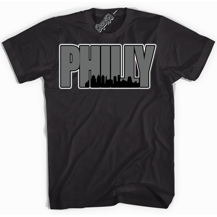 Cool Black Shirt with “Philly” design that perfectly matches the Iron Grey 1s Jordans.