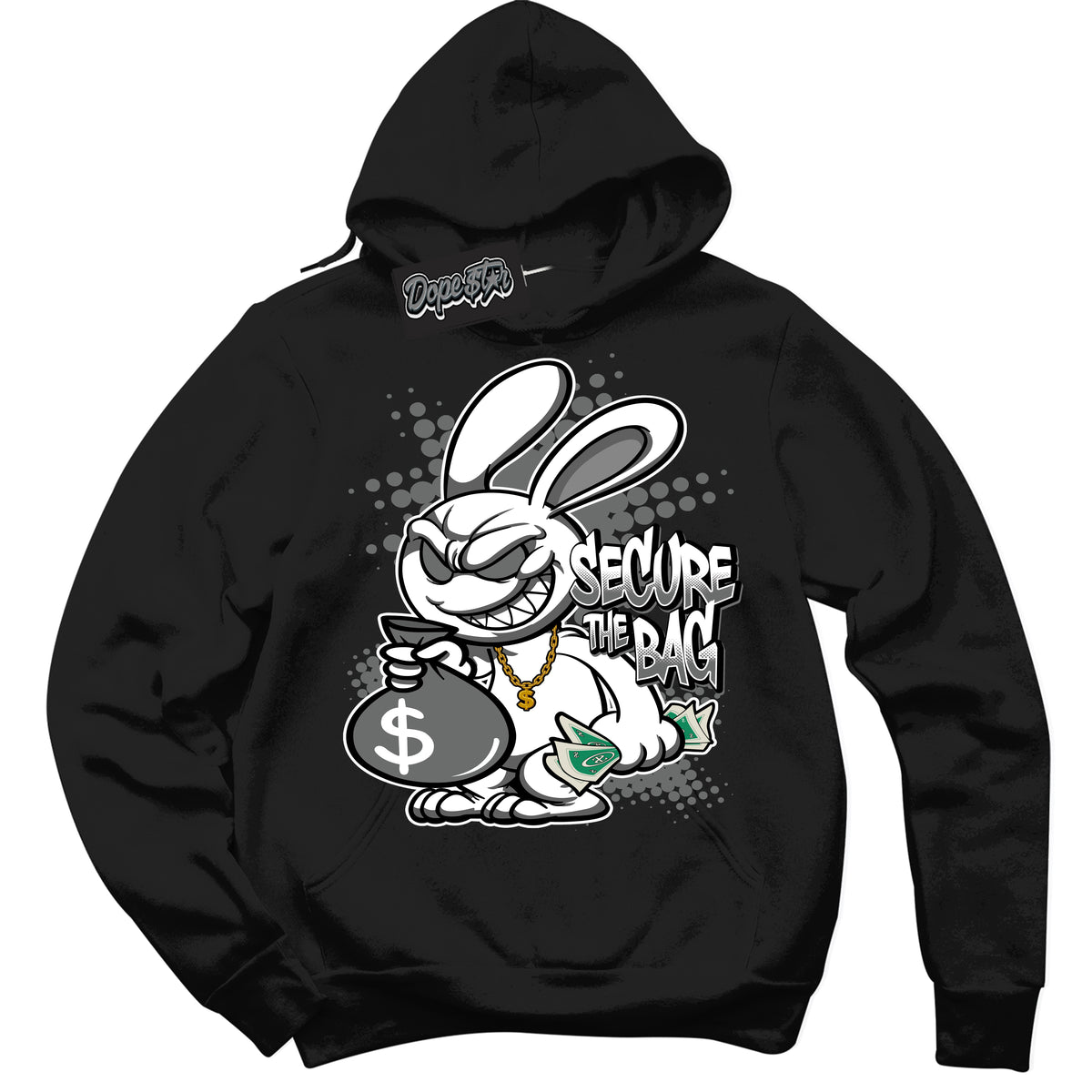 AJ1 Low Iron Grey 'Secure The Bag' Hoodie- Black Streetwear Mockup | Sneakerhead Hoodie Matching Iron Grey AJ1 Lows | Limited Edition Jordan 1 Iron Grey hoodie for Men & Women | Drip with Your Iron Grey 1s Kicks | Sneaker head Fashion Must-Have.