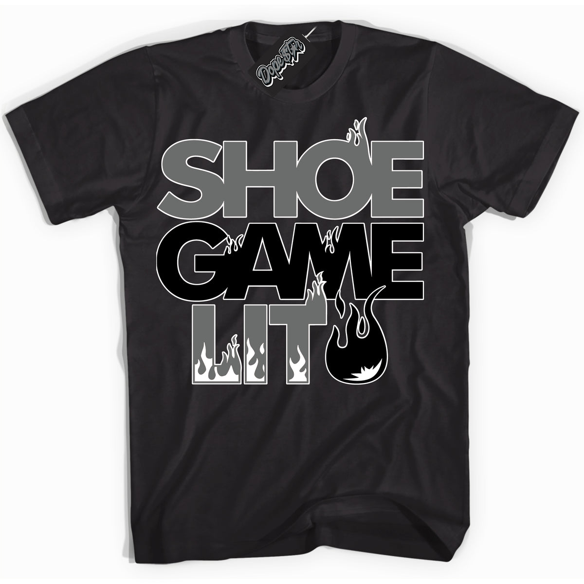 AJ1 Retro Low Iron Grey 'Shoe Game Lit' Shirt - Black Streetwear Mockup | Sneakerhead T-shirt Matching Iron Grey AJ1 Lows | Limited Edition Jordan 1 Iron Grey Shirt for Men & Women | Drip with Your Iron Grey 1s Kicks | Sneaker head Fashion Must-Have.
