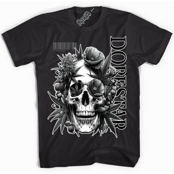 Cool Black Shirt with “Skull Poppies” design that perfectly matches the Iron Grey 1s Jordans.