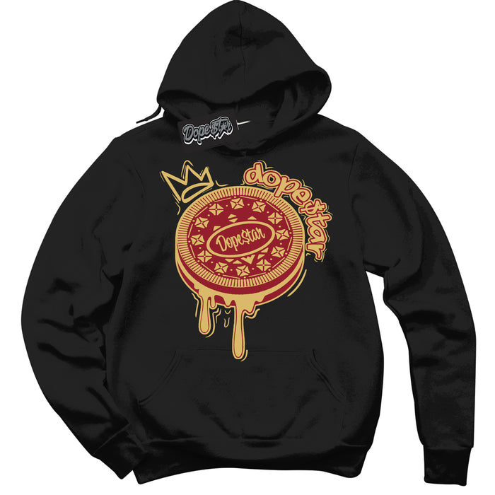 Cool Black Hoodie with “ Oreo DS ”  design that Perfectly Matches Method of Make Gym Red Metallic Gold 1s Jordans.
