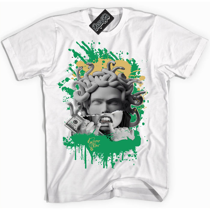 Cool White Shirt with “Medusa” design that perfectly matches the Method of Make Lucky Green 1s Jordans.