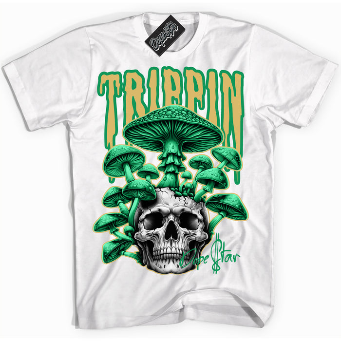 Cool White Shirt with “Trippin” design that perfectly matches the Method of Make Lucky Green 1s Jordans.