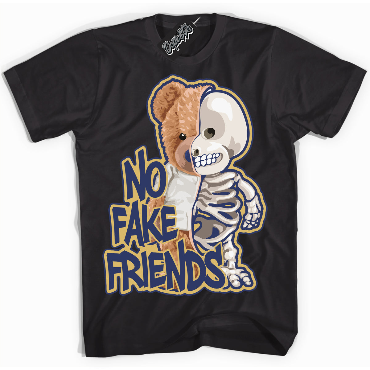AJ1 Low Method of Make Midnight Navy Metallic Gold ‘No Fake Friends – White Streetwear T-Shirt | Sneaker Matching shirt for AJ1 Low Method of Make Midnight Navy Metallic Gold | Graphic Tee for Men & Women Streetwear by Sneaker Shirts Outlet.