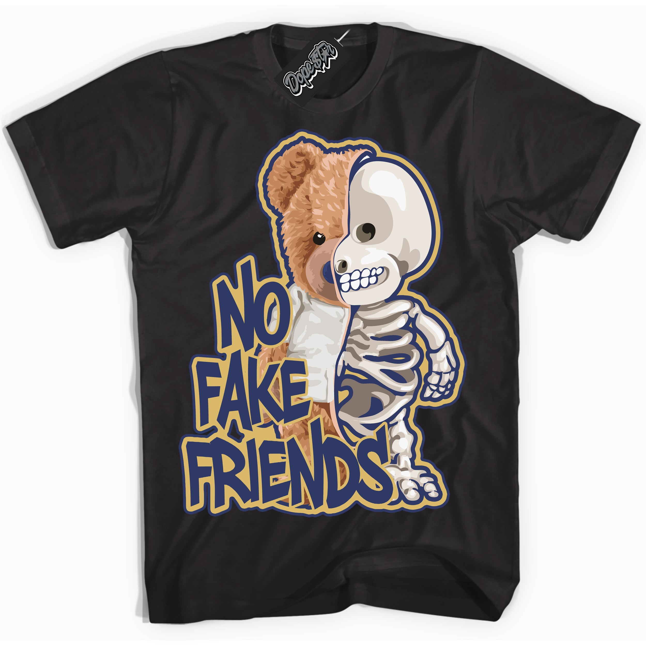 AJ1 Low Method of Make Midnight Navy Metallic Gold ‘No Fake Friends – White Streetwear T-Shirt | Sneaker Matching shirt for AJ1 Low Method of Make Midnight Navy Metallic Gold | Graphic Tee for Men & Women Streetwear by Sneaker Shirts Outlet.
