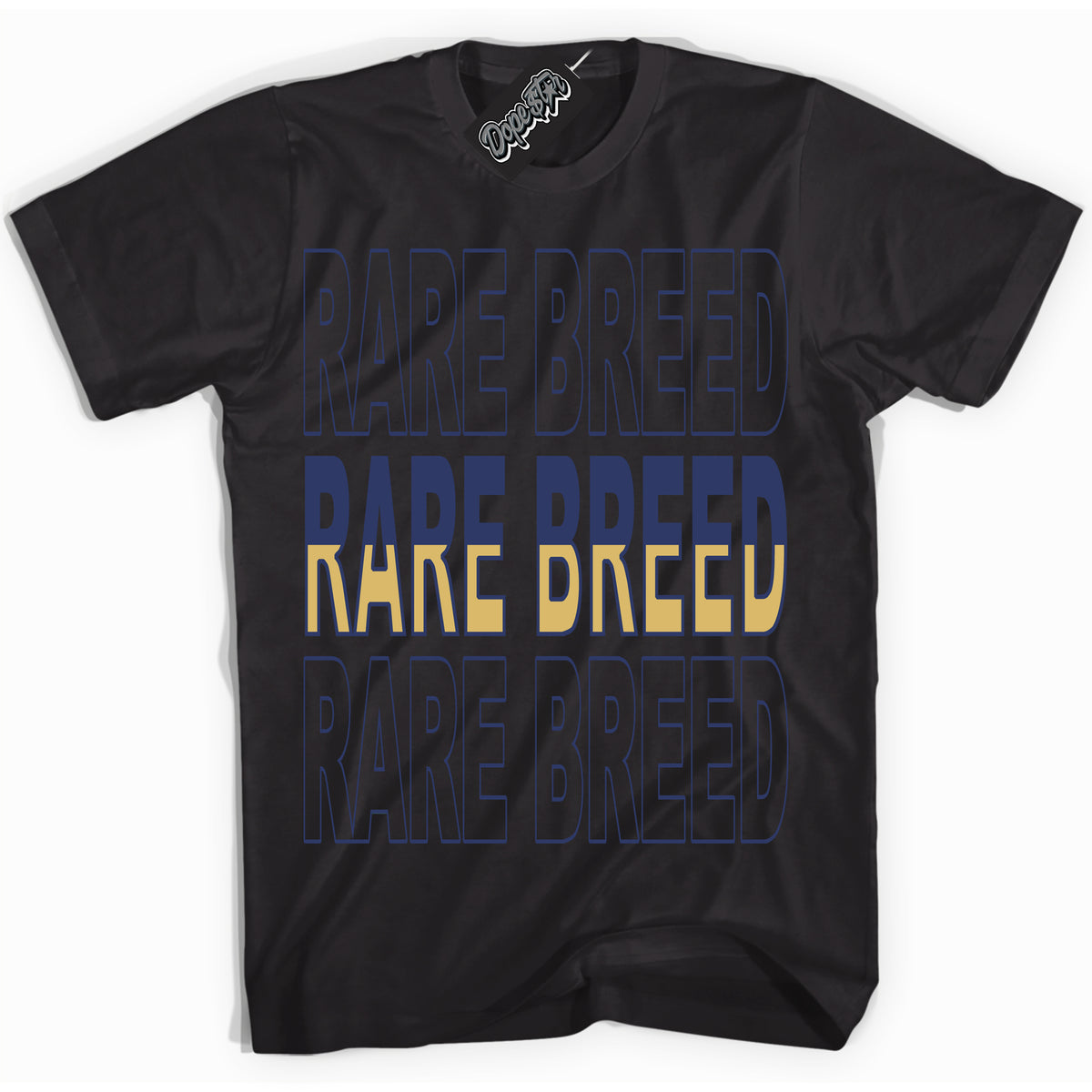 AJ1 Low Method of Make Midnight Navy Metallic Gold ‘Rare Breed – Black Streetwear T-Shirt | Sneaker Matching shirt for AJ1 Low Method of Make Midnight Navy Metallic Gold | Graphic Tee for Men & Women Streetwear by Sneaker Shirts Outlet.