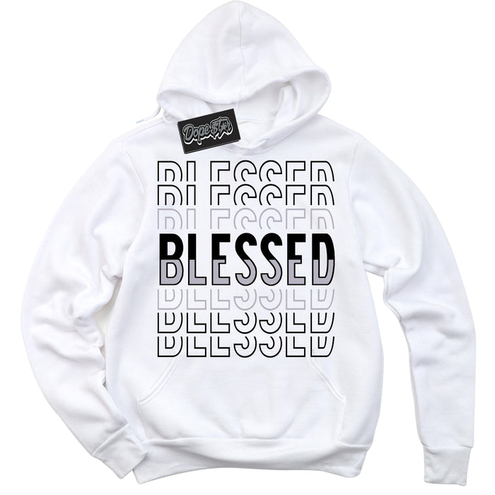 Cool White Hoodie with “ Blessed Stacked ”  design that Perfectly Matches OG Barons 1s Jordans.
