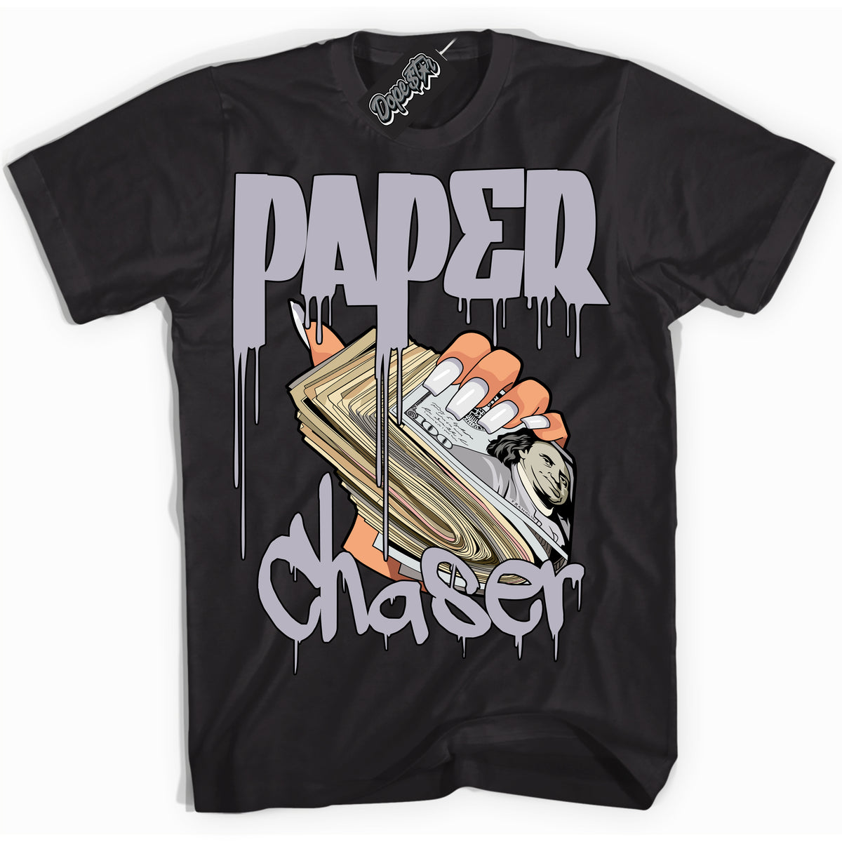 Cool Black Shirt with “ Paper Chaser ” design that perfectly matches OG Barons 1s Jordans.
