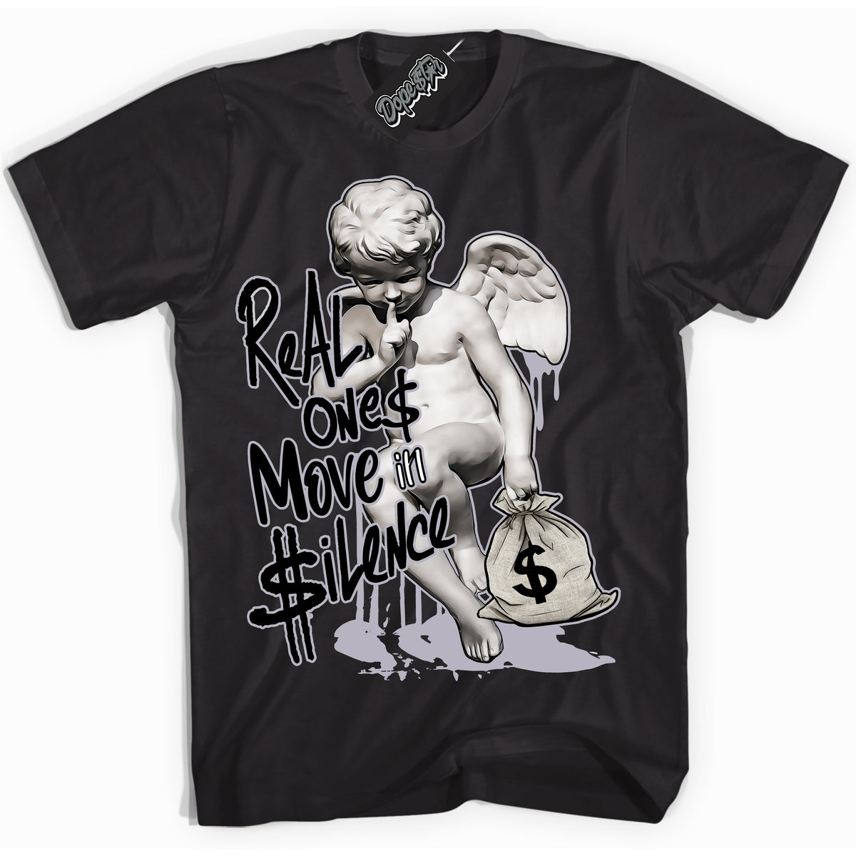Cool Black Shirt with “ Real Ones Cherub ” design that perfectly matches OG Barons 1s Jordans.
