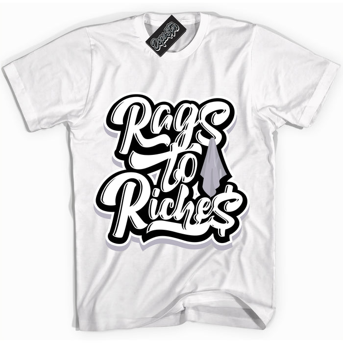 Cool White Shirt with “ Rags To Riches ” design that perfectly matches OG Barons 1s Jordans.
