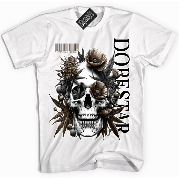 Cool White Shirt with “Skull Poppies” design that perfectly matches the Mocha Palomino 1s Jordans.