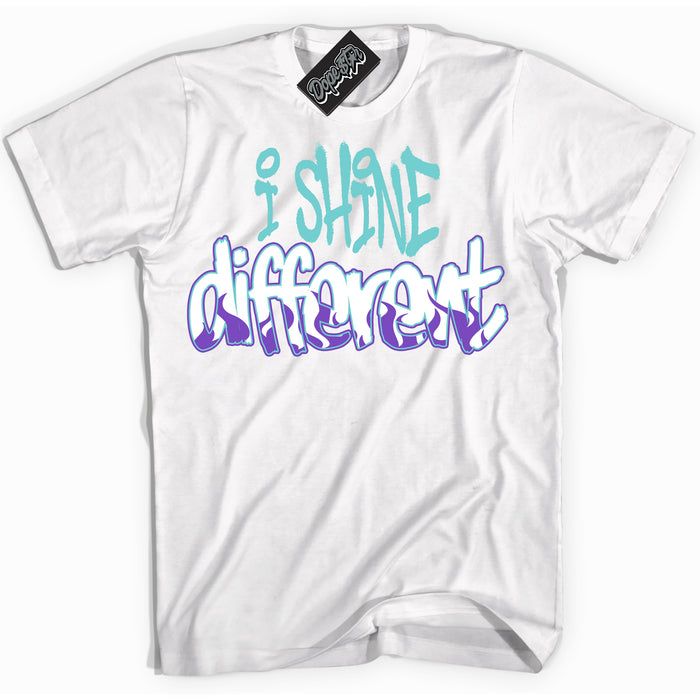 Cool White Shirt with “I Shine Different” design that perfectly matches the Psychic Purple Hyper Jade 1s Jordans.