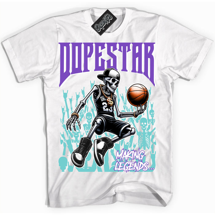 Cool White Shirt with “Making Legends” design that perfectly matches the Psychic Purple Hyper Jade 1s Jordans.