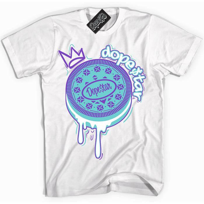 Cool White Shirt with “Oreo DS” design that perfectly matches the Psychic Purple Hyper Jade 1s Jordans.