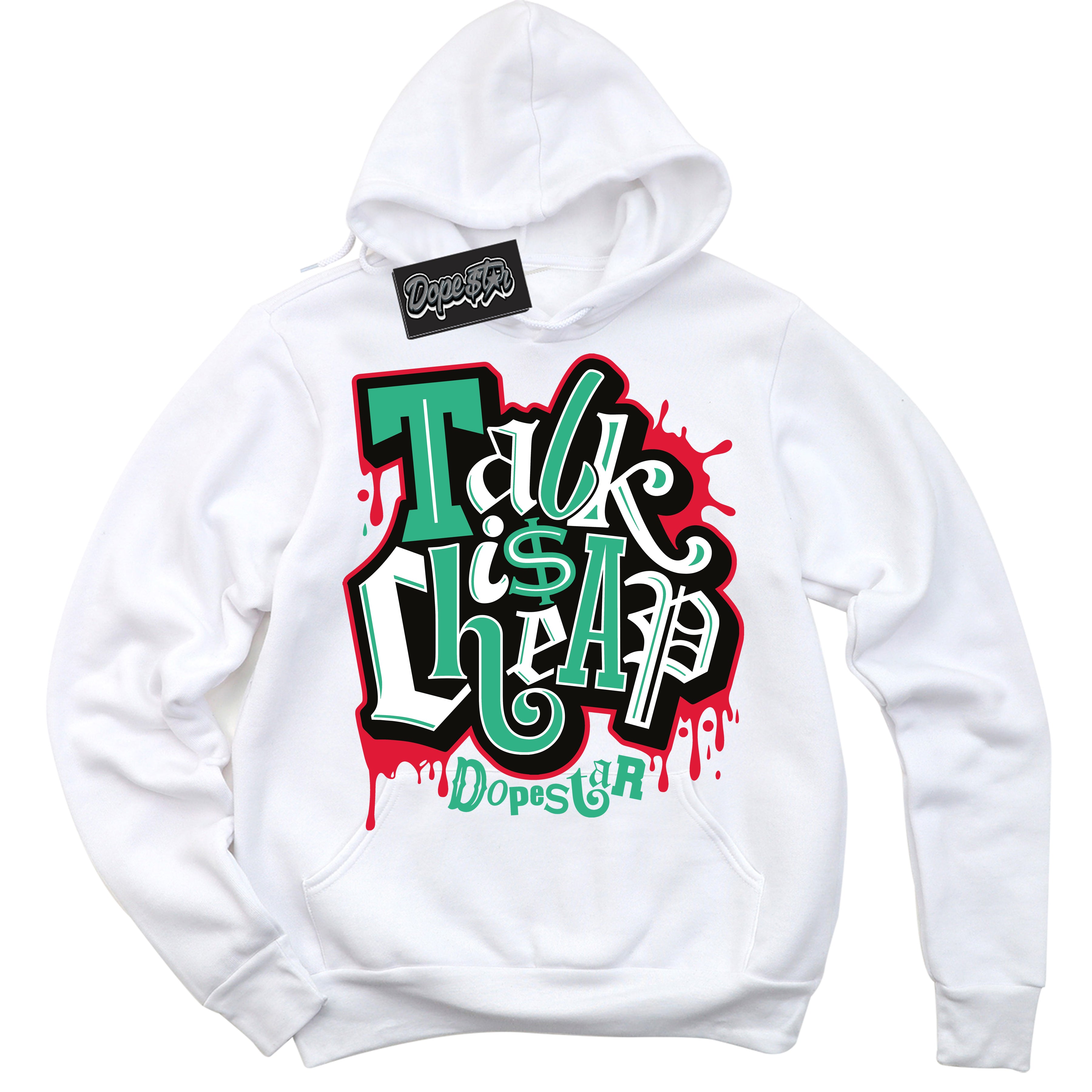 Cool White Hoodie with “ Talk Is Cheap ”  design that Perfectly Matches Quai 54 1s Sneakers.
