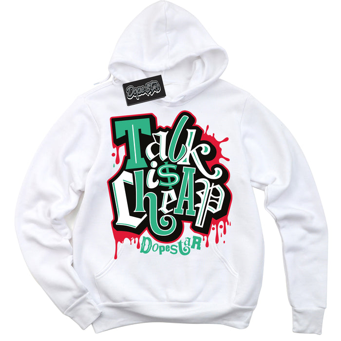 Cool White Hoodie with “ Talk Is Cheap ”  design that Perfectly Matches Quai 54 1s Sneakers.